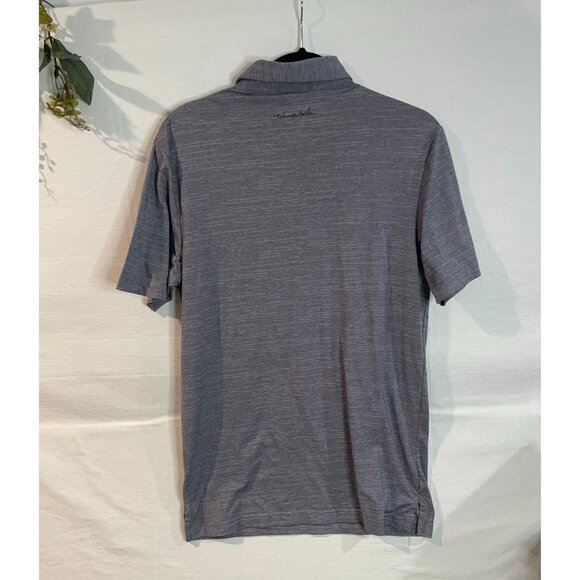 Travis Mathew Men's Polo Shirt Small Gray & Black Striped Premium Comfort - Picture 2 of 12